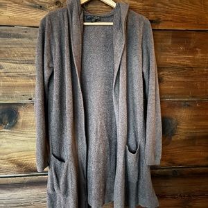 BAREFOOT DREAMS Cozy Chic Lite Hooded Open Front Cardigan Womens XS/S Brown